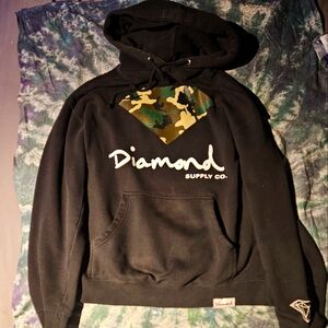 Vintage y2k 2000s 2d Diamond supply co. Black  Camo.diamond  hoodie